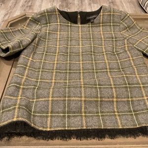 Plaid short sleeve wool shirt